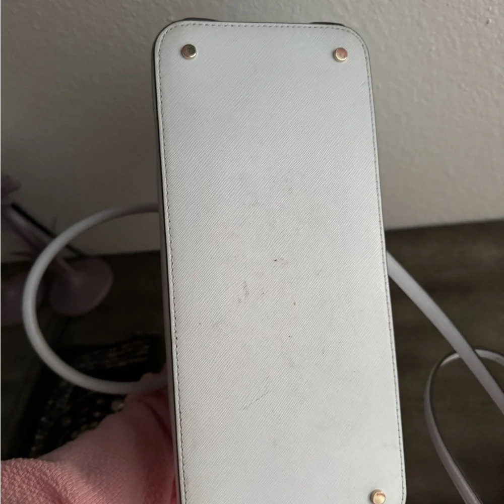 kate spade White Leather Dome Crossbody Satchel